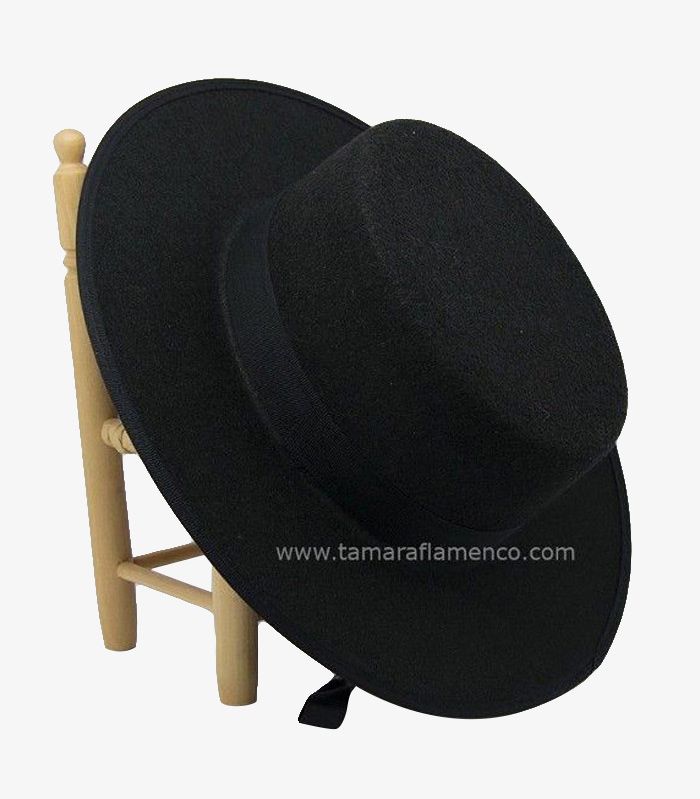 フラメンコ　コルドベス　帽子 58cm　IBERIA SEVILLA Black/Red Cordoban Hat | Tamara Flamenco
