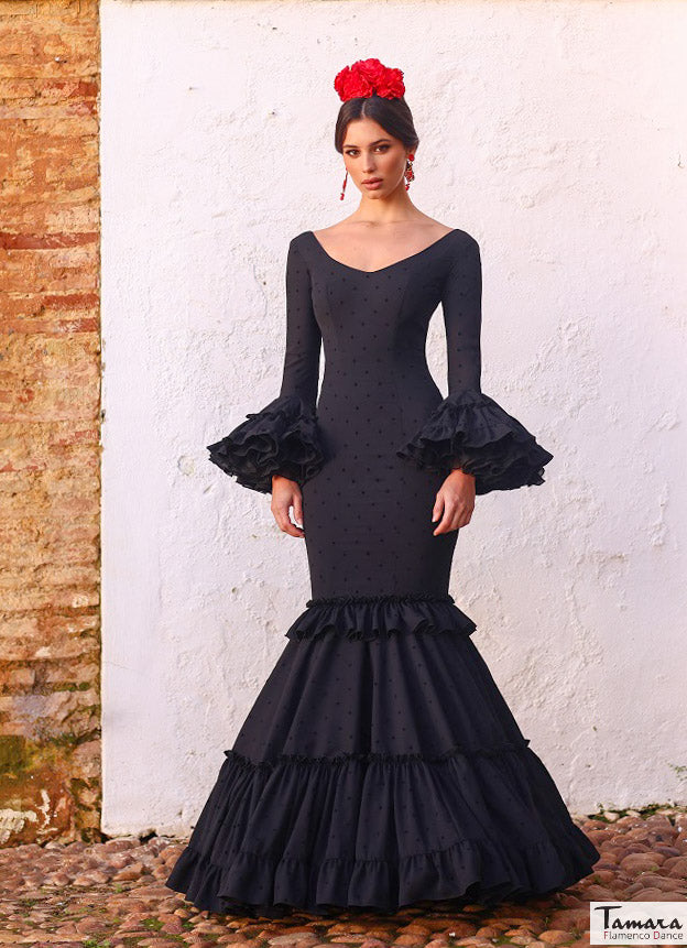 Flamenco dress Arte Negro with Black polka dots | Tamara Flamenco Size 40 / Black