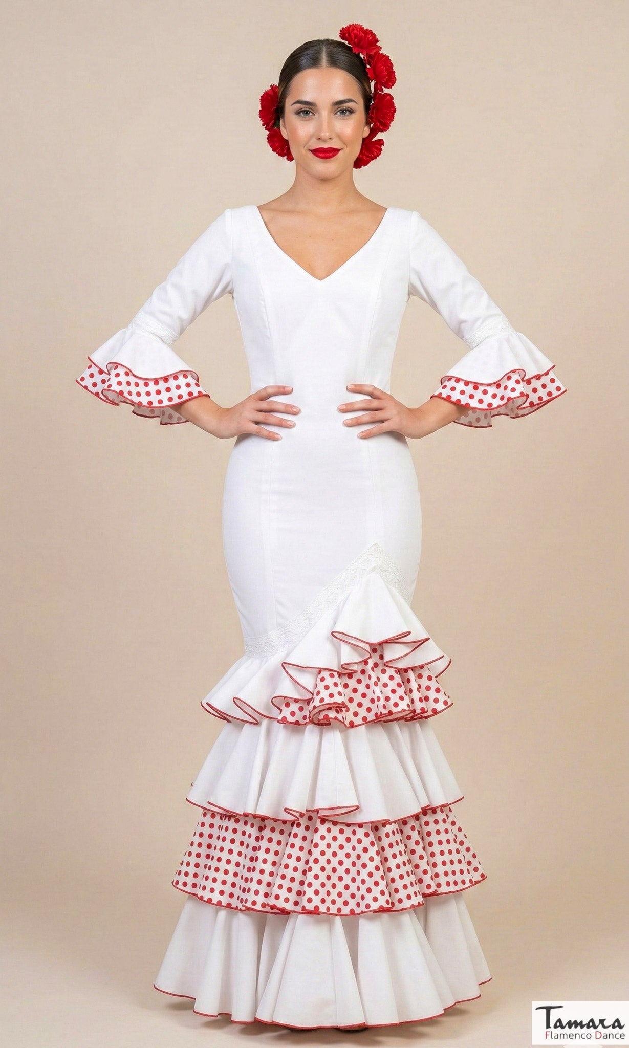 flamenco white dress Flamenco Dress Alegria White/Red