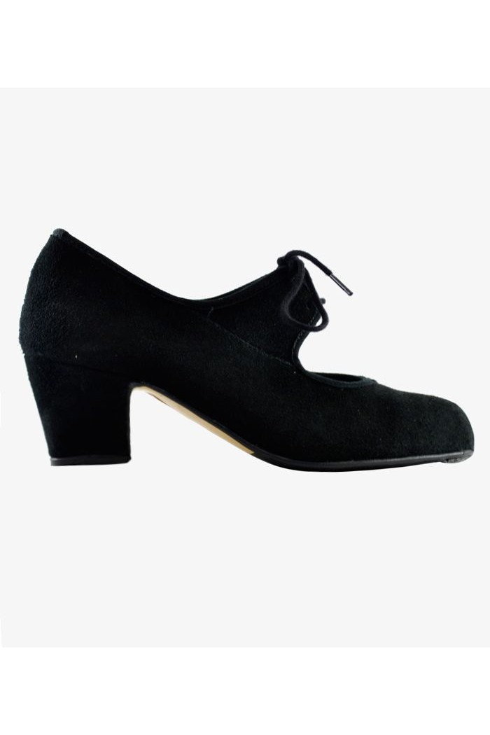 Chaussures de flamenco pour la pratique Tamara modèle Chaussures de flamenco Semi-professionnelle supérieur TAMARA - Daim Lacet talon cubain Noir