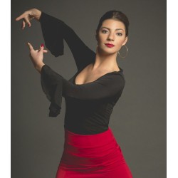 Maillot, body et haut de flamenco FEMME modèle Body Celia - Tricot élastique Noir