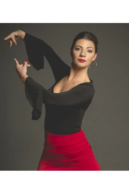 Body/Camiseta flamenca MUJER model Celia body - Elastic point Black