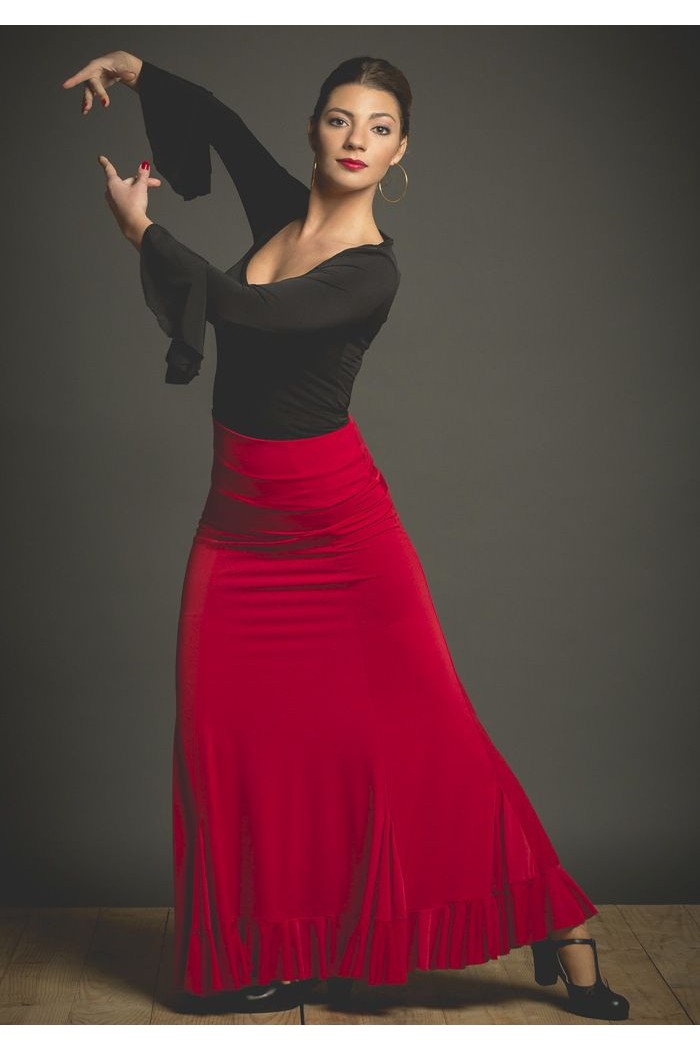 Maillot, body et haut de flamenco FEMME modèle Body Celia - Tricot élastique Cardinal foncé