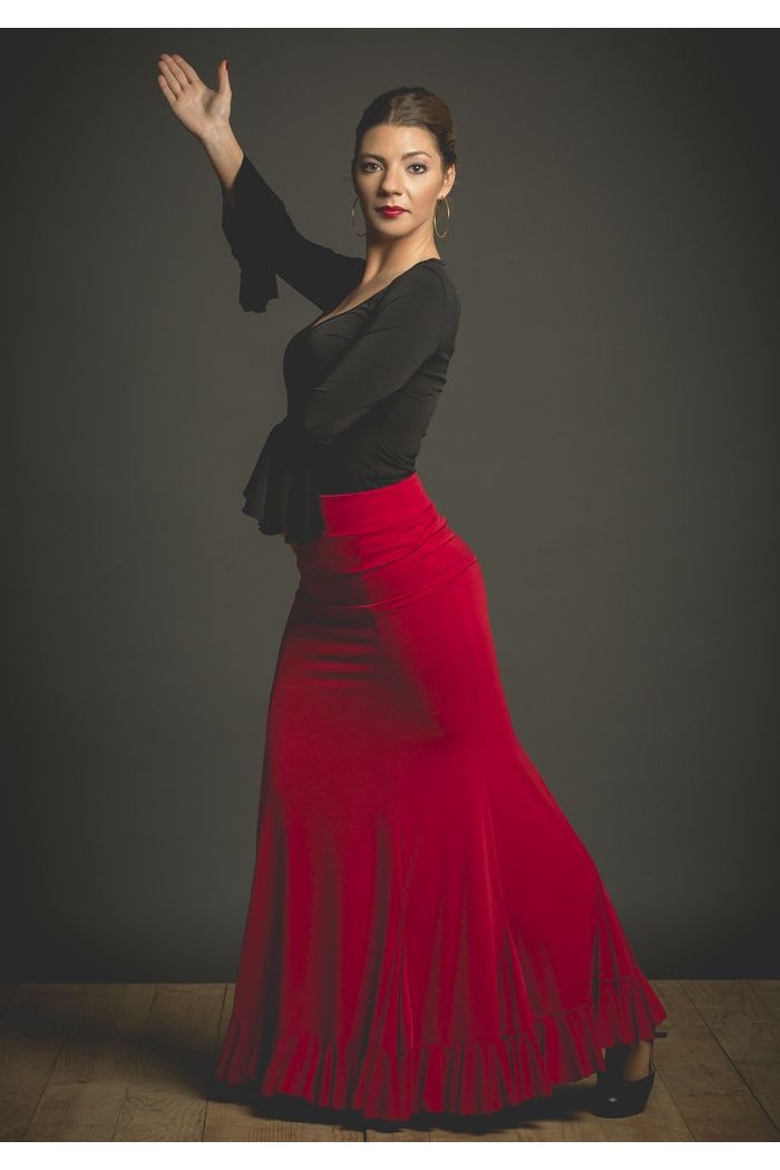 Maillot, body et haut de flamenco FEMME modèle Body Celia - Tricot élastique Cardinal foncé