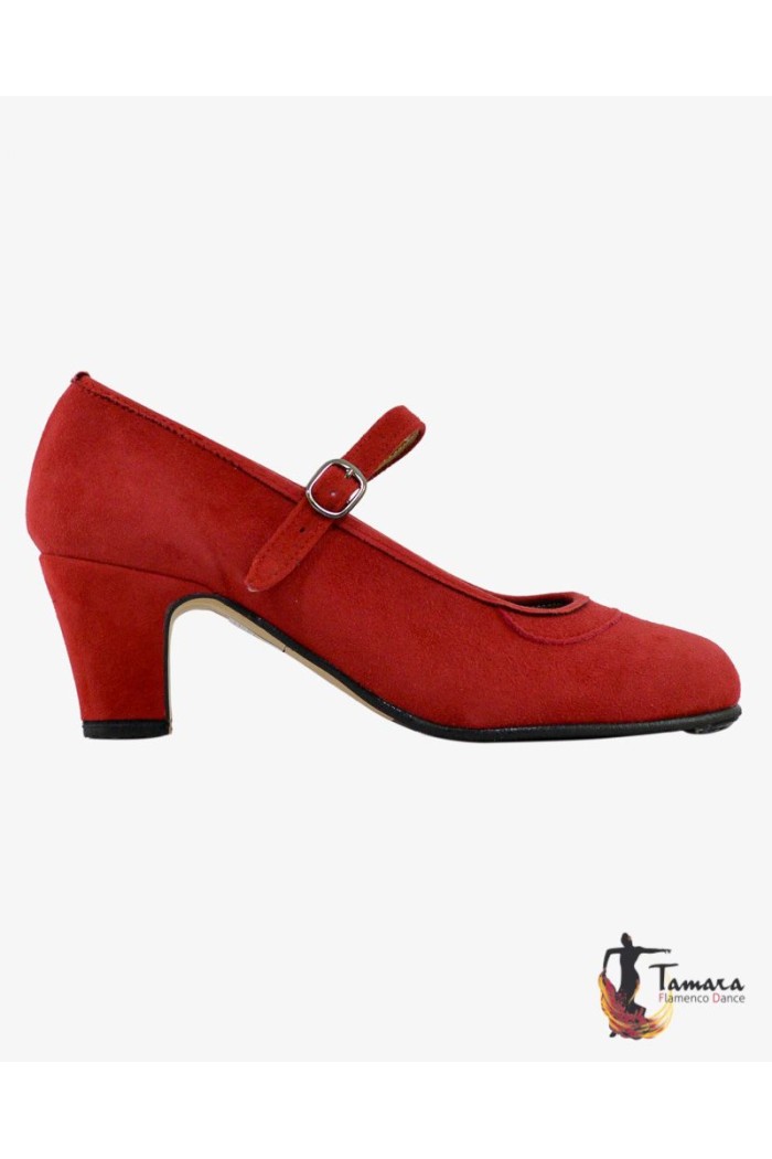 Chaussures de flamenco pour la pratique Tamara modèle Chaussures de flamenco Semi-professionnelle supérieur TAMARA - Daim Sangle Rouge