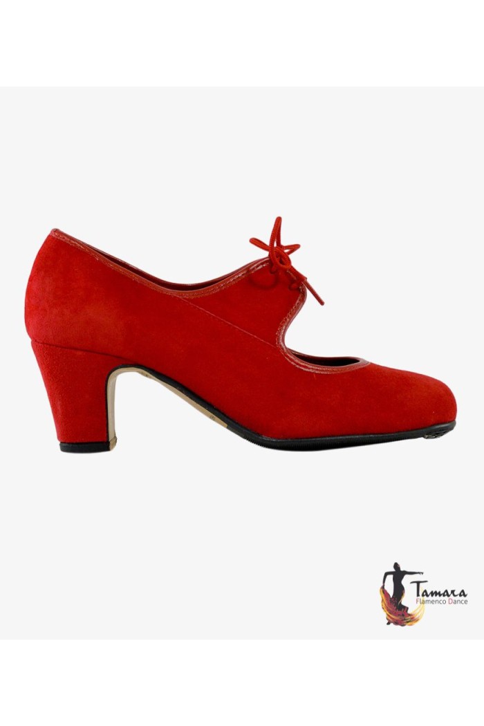 Zapatos de flamenco semi profesionales Tamara modelo Zapatos de flamenco Semiprofesional Superior TAMARA - Ante Cordones Rojo