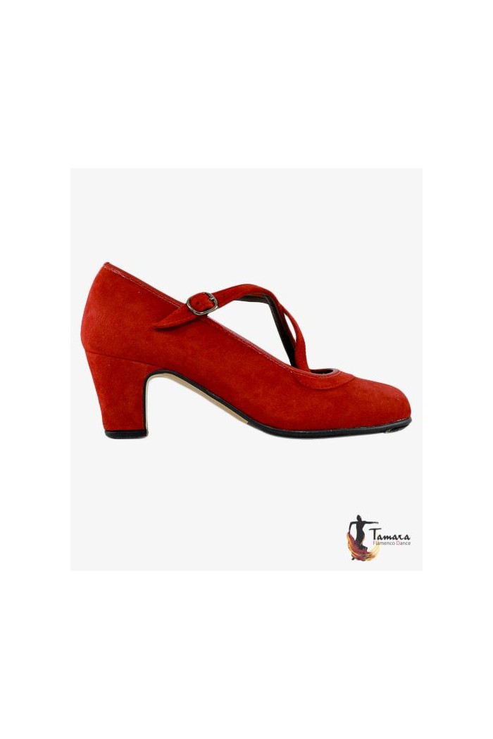 Chaussures de flamenco pour la pratique Tamara modèle Chaussures de flamenco Semi-professionnelle Supérieur TAMARA - Daim Croisé Rouge