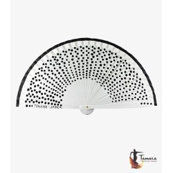 Eventails modèle Eventail flamenco (19 cm) - peint à la main, à pois noirs Vert Bouteille