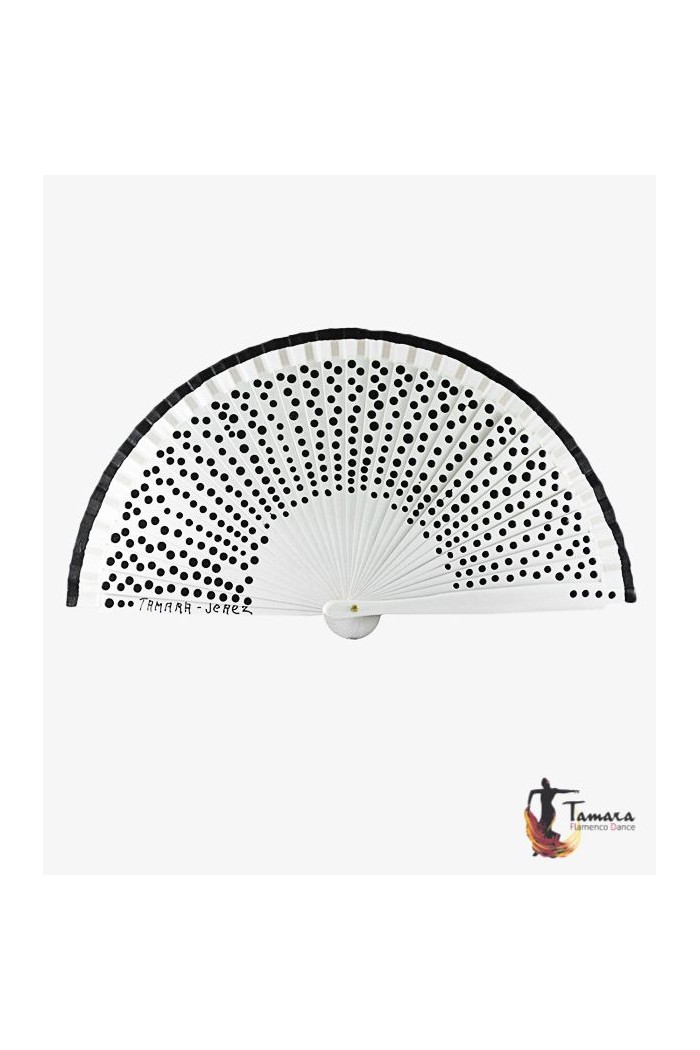  Spanish fans model Flamenco fan (19 cm) - Hand painted black polka dots Terracotta