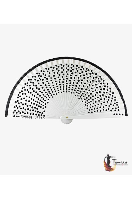 Eventails modèle Eventail flamenco (19 cm) - peint à la main, à pois noirs Vert Bouteille