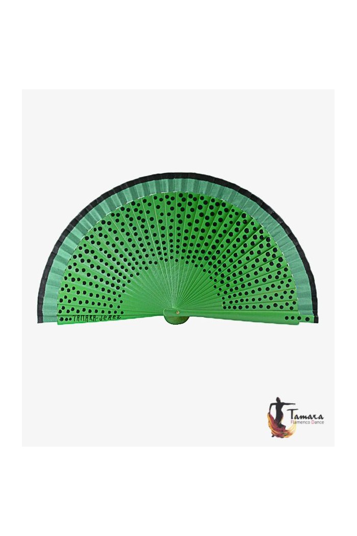 Eventails modèle Eventail flamenco (19 cm) - peint à la main, à pois noirs Rouge terre