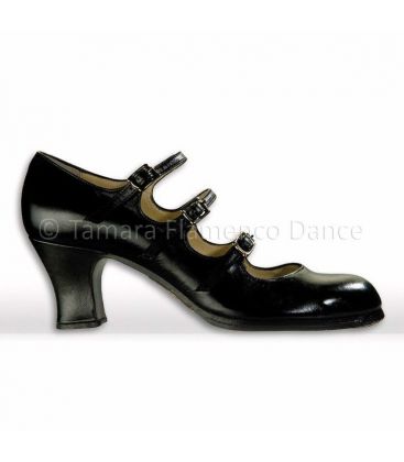 zapatos de flamenco profesionales personalizables - Begoña Cervera - zapato de flamenco begoña cervera 3 correas negro