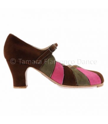 zapatos de flamenco profesionales personalizables - Begoña Cervera - zapato de flamenco begoña cervera acuarela marron rosa verde