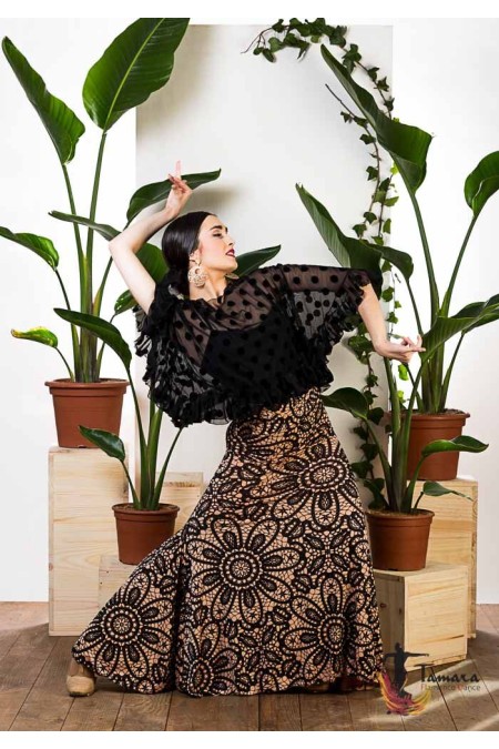 Maillot, body et haut de flamenco FEMME modèle Top Bella - Dentelle Noir