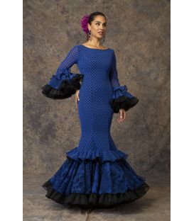 trajes de flamenca 2019 mujer - Aires de Feria - Vestido de sevillanas Piropo Azulina