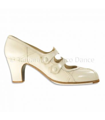 zapatos de flamenco profesionales personalizables - Begoña Cervera - Barroco piel blanco
