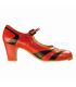 zapatos de flamenco profesionales personalizables - Begoña Cervera - bicolor piel rojo-negro