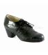 zapatos de flamenco para hombre - Begoña Cervera - Blucher caballero negro piel coco y charol frontal