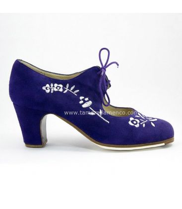 zapatos de flamenco profesionales personalizables - Begoña Cervera - Bordado cordonera ante morado