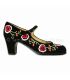 zapatos de flamenco profesionales personalizables - Begoña Cervera - Bordado correa II negro ante