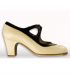 flamenco shoes professional for woman - Begoña Cervera - candor beige-black leather