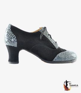 Macarena - Diseño 1 zapato profesional de flamenco ante negro y serpiente