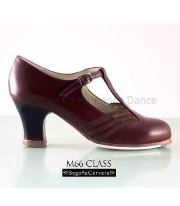 flamenco shoes professional for woman - Begoña Cervera - Class bordeaux leather with dark wood heel
