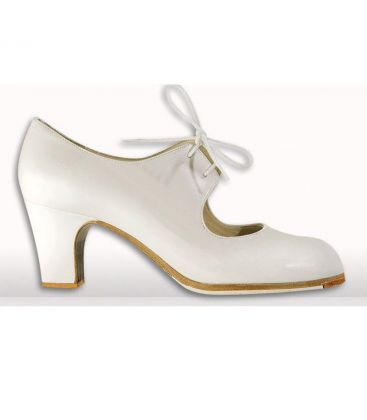 zapatos de flamenco profesionales personalizables - Begoña Cervera - Cordonera piel blanco