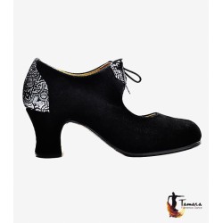 Chaussures professionnelles de flamenco Tamara modèle Chaussures de flamenco Solea - Diseño 01 - Daim - Même matériau et couleur - Carrete 6cm - Largeur Spécial Diseño 01