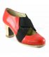 zapatos de flamenco profesionales personalizables - Begoña Cervera - Cruz piel rojo diagonal