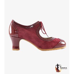 Zapatos de flamenco Profesionales Tamara modelo Zapatos de flamenco Bolero - Burdeos - Ante y charol - Mismo material y color - Carrete 6cm - Ancho especial Burdeos