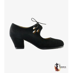 Zapatos de flamenco Profesionales Tamara modelo Zapatos de flamenco Jaleo - Negro - Ante - Mismo material y color - Cubano 5 cm - Ancho especial Negro