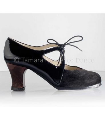 zapatos de flamenco profesionales personalizables - Begoña Cervera - Dulce charol y ante negro