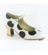 zapatos de flamenco profesionales personalizables - Begoña Cervera - Lunares piel blanco-negro frontal