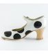 zapatos de flamenco profesionales personalizables - Begoña Cervera - Lunares piel blanco-negro interior