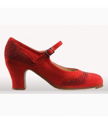flamenco shoes professional for woman - Begoña Cervera - Tachas red suede