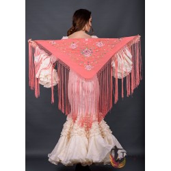 Châle flamenco brodé modèle Châle Florencia - Brodé Tons rose Violet