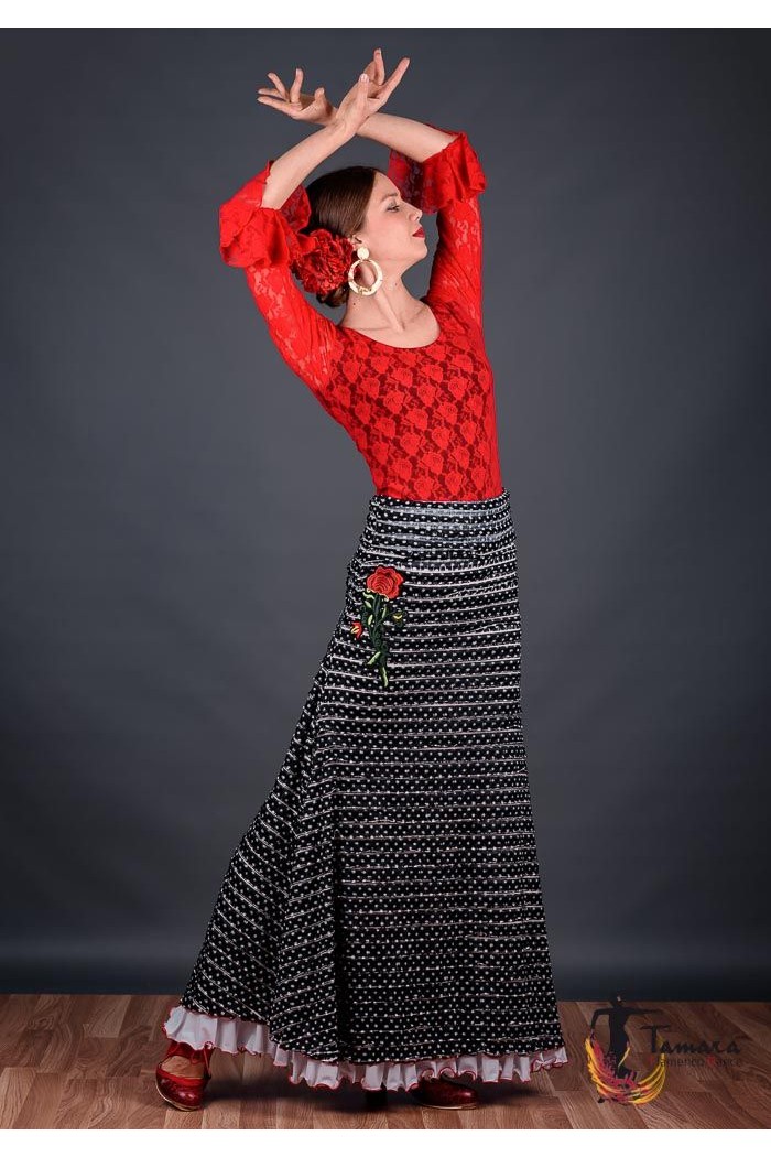  Body/Camiseta flamenca MUJER model Alcazar T-shirt - Viscose and lace negro encaje negro 