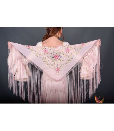 spanish shawls - - Florencia Shawl - Pink tons Embroidered