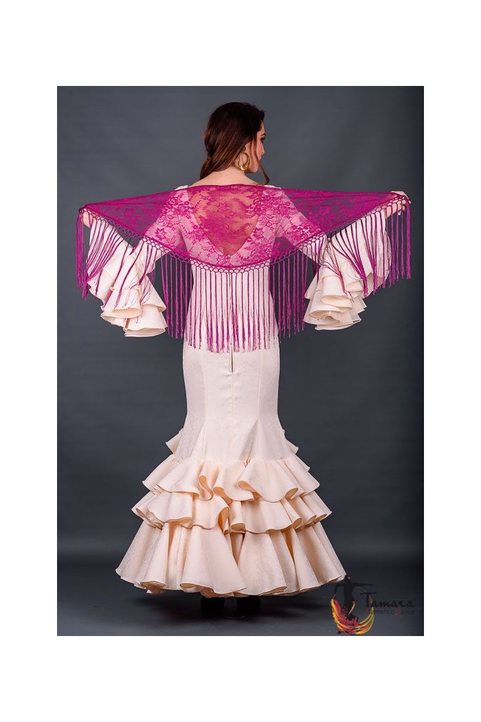 Châle foire uni/imprimé/lacé modèle Châle Femme - Dentelle Bleu canard