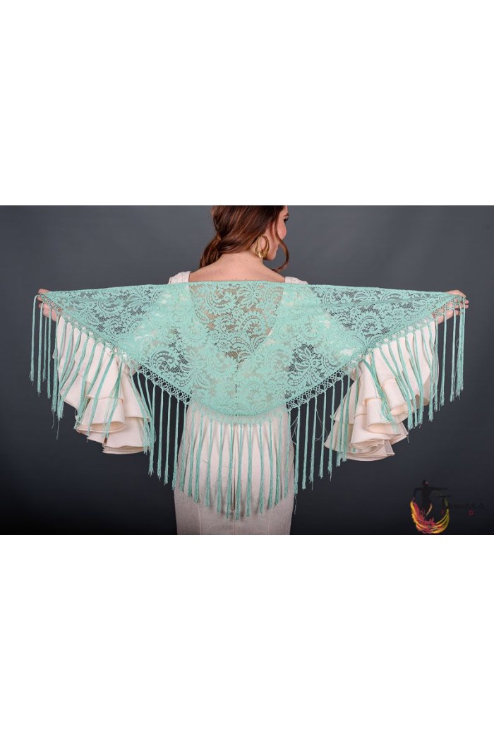 Châle foire uni/imprimé/lacé modèle Châle Femme - Dentelle Bleu canard