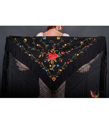 spanish shawls - - Roma Shawl - Multicolor Red Embroidered