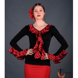 Body/Camiseta flamenca MUJER modelo Camiseta Tarifa Lunares - Viscosa y crep Blanco lunar negro