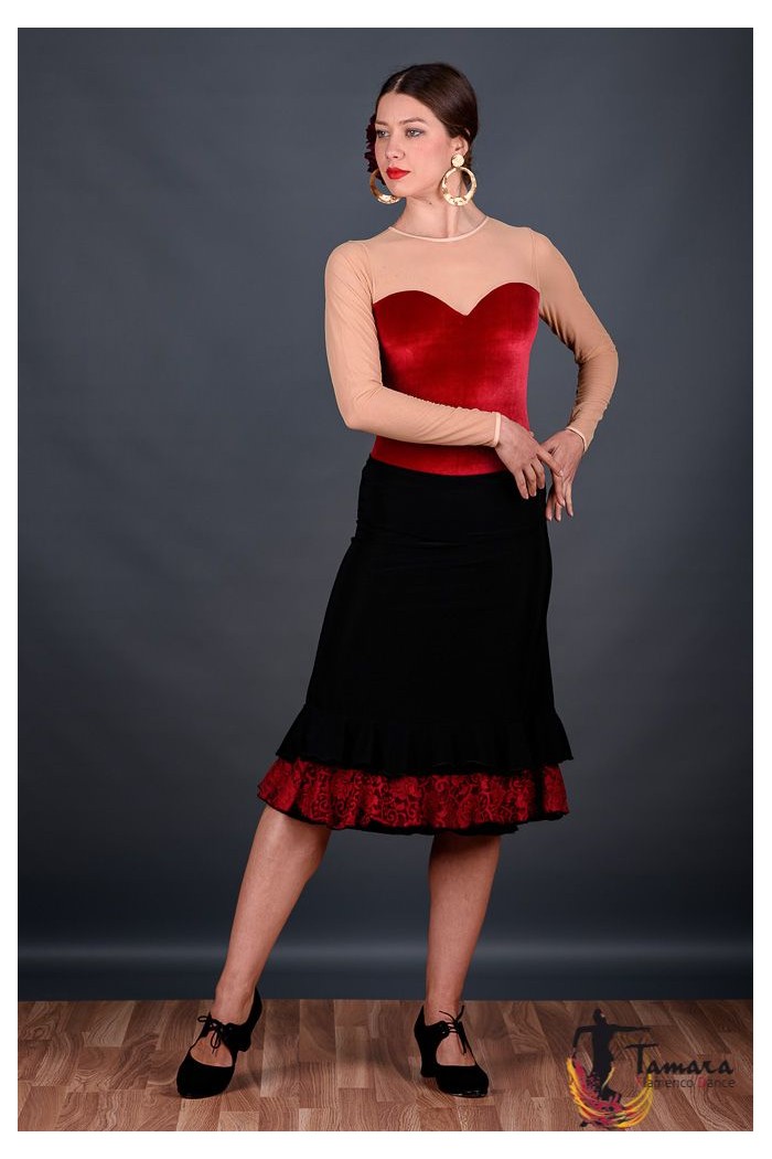 Outlet Vestuario flamenco modelo Body Estrella - Terciopelo Fuxia