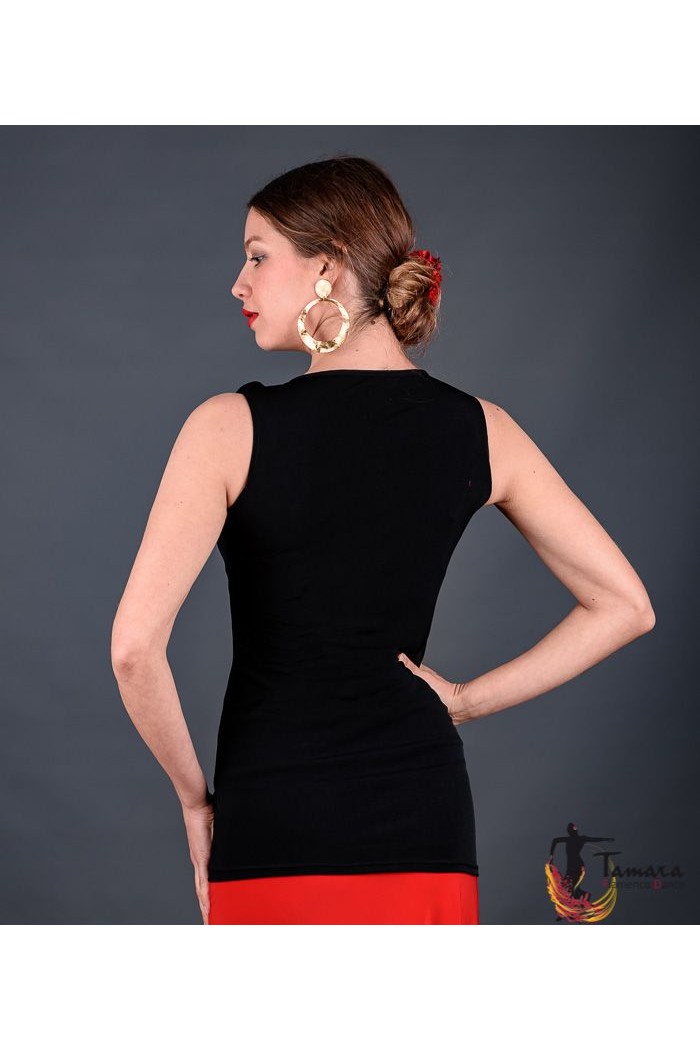Maillot, body et haut de flamenco FEMME modèle T-shirt Tango - Viscose Bordeaux
