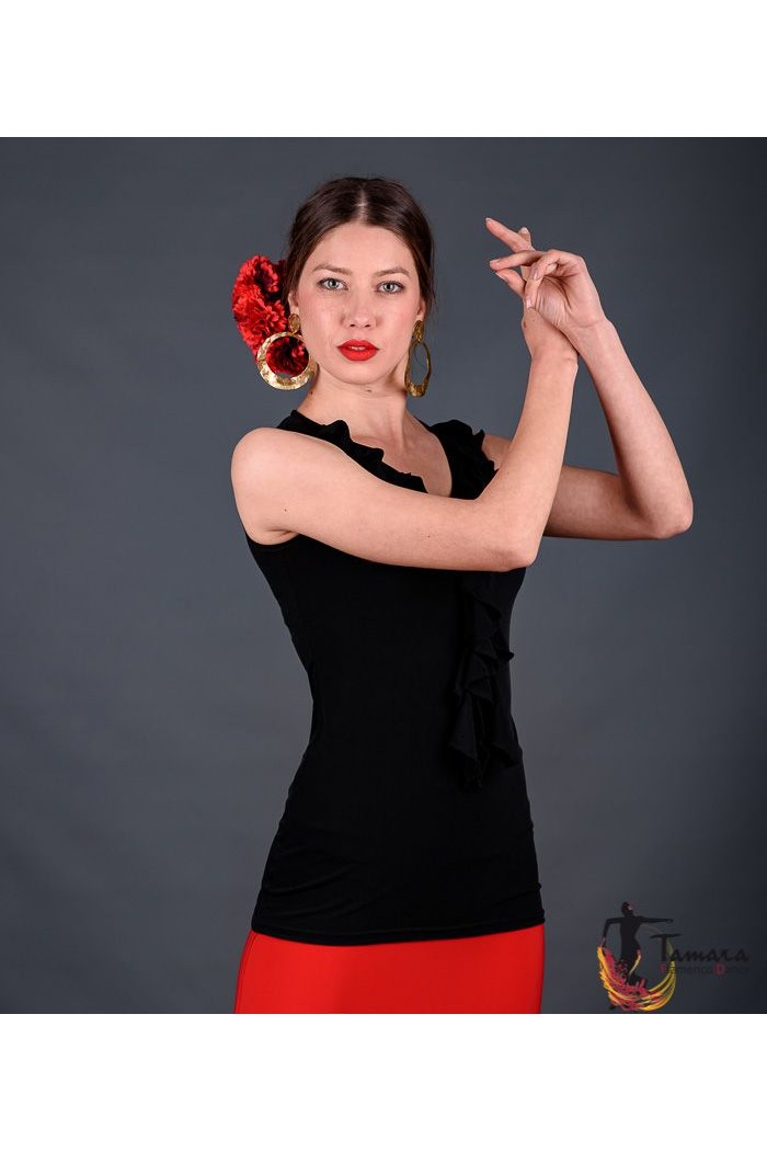 Maillot, body et haut de flamenco FEMME modèle T-shirt Tango - Viscose Bordeaux