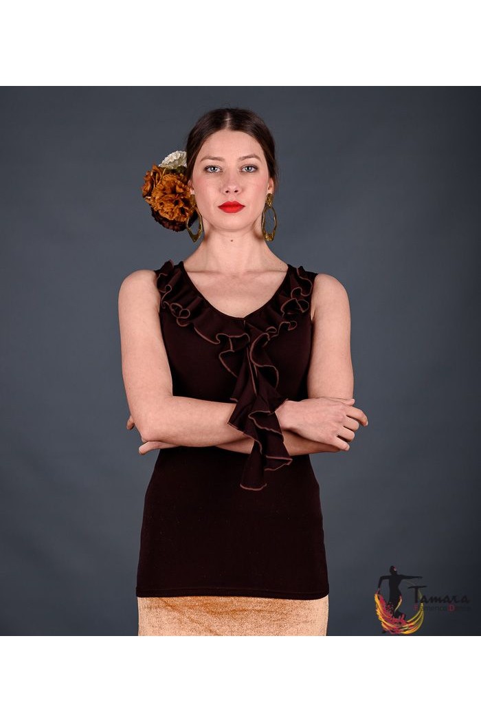 Maillot, body et haut de flamenco FEMME modèle T-shirt Tango - Viscose Bordeaux