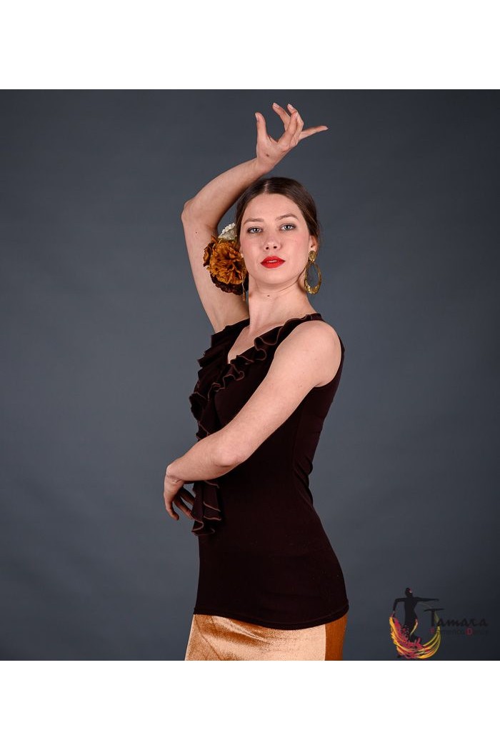 Maillot, body et haut de flamenco FEMME modèle T-shirt Tango - Viscose Noir