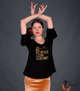 T-shirt with flounces GOLD - Soñar es bailar