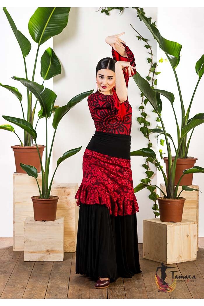  Body/Camiseta flamenca MUJER model Rania T-shirt - Elastic knitted Floral print